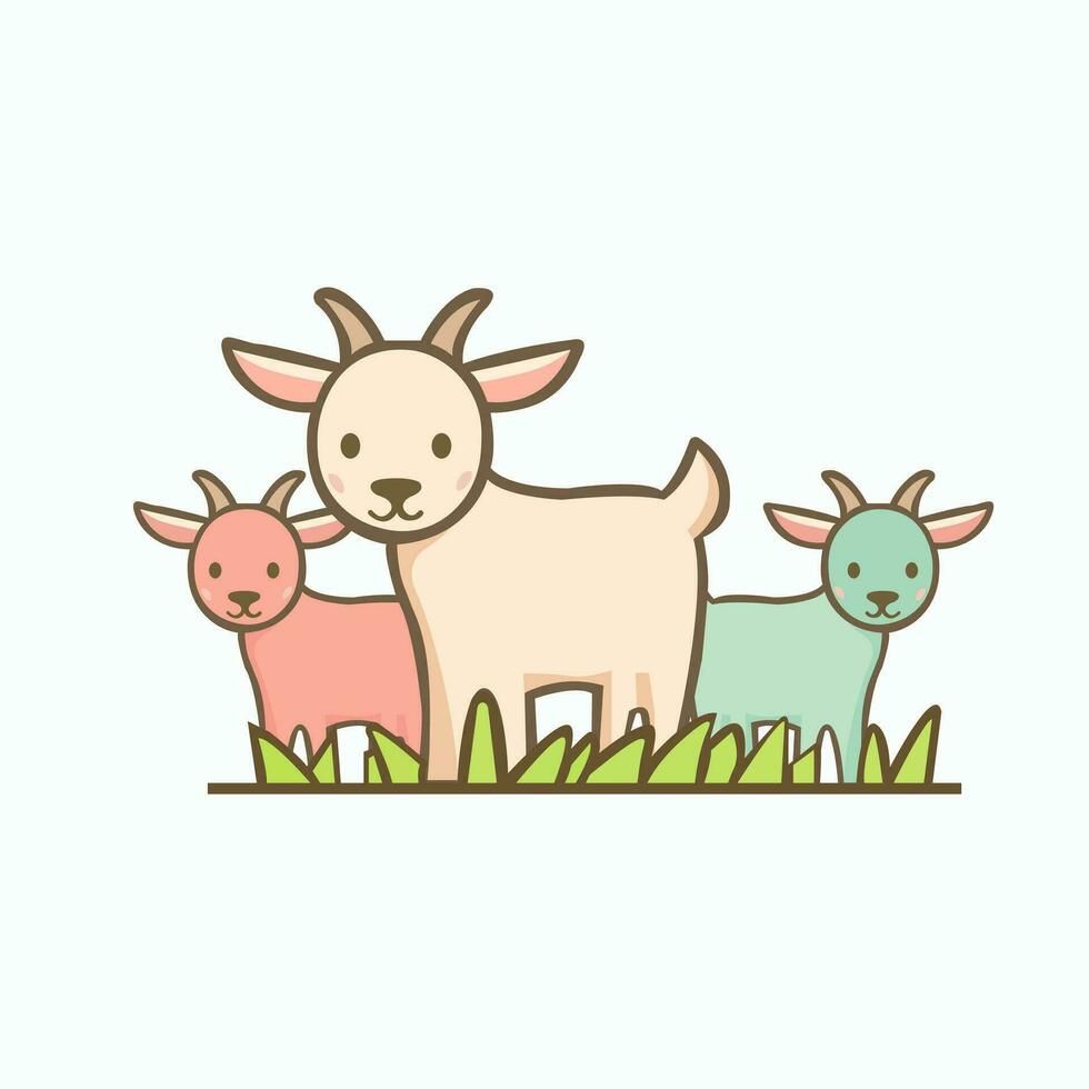 schattig geit dieren begrazing Aan een boerderij weide icoon. geïsoleerd vector illustratie.