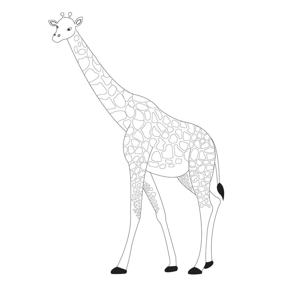 een vector illustratie van een schattig giraffe in zwart en wit kleur