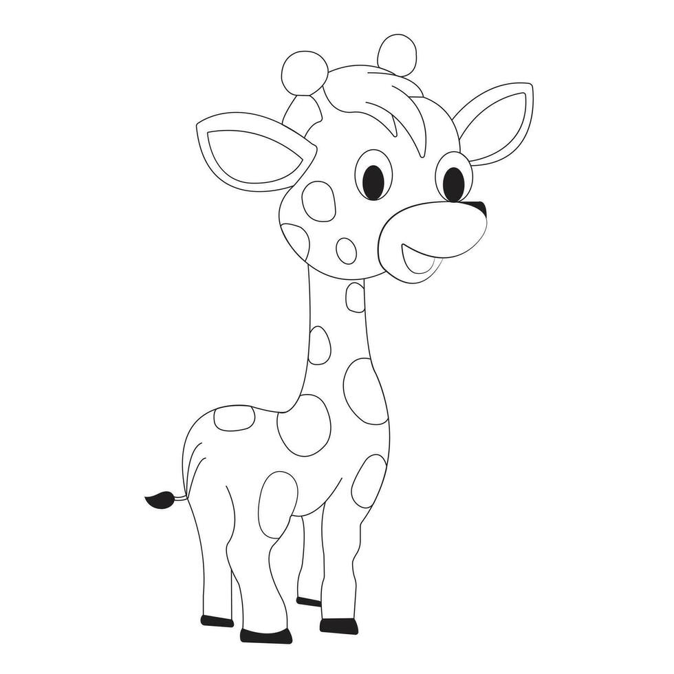 een vector illustratie van een schattig giraffe in zwart en wit kleur