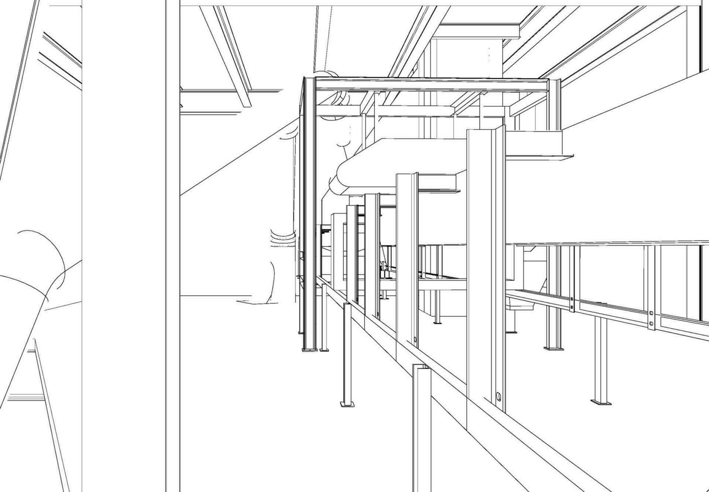 3d illustratie van industrieel gebouw vector