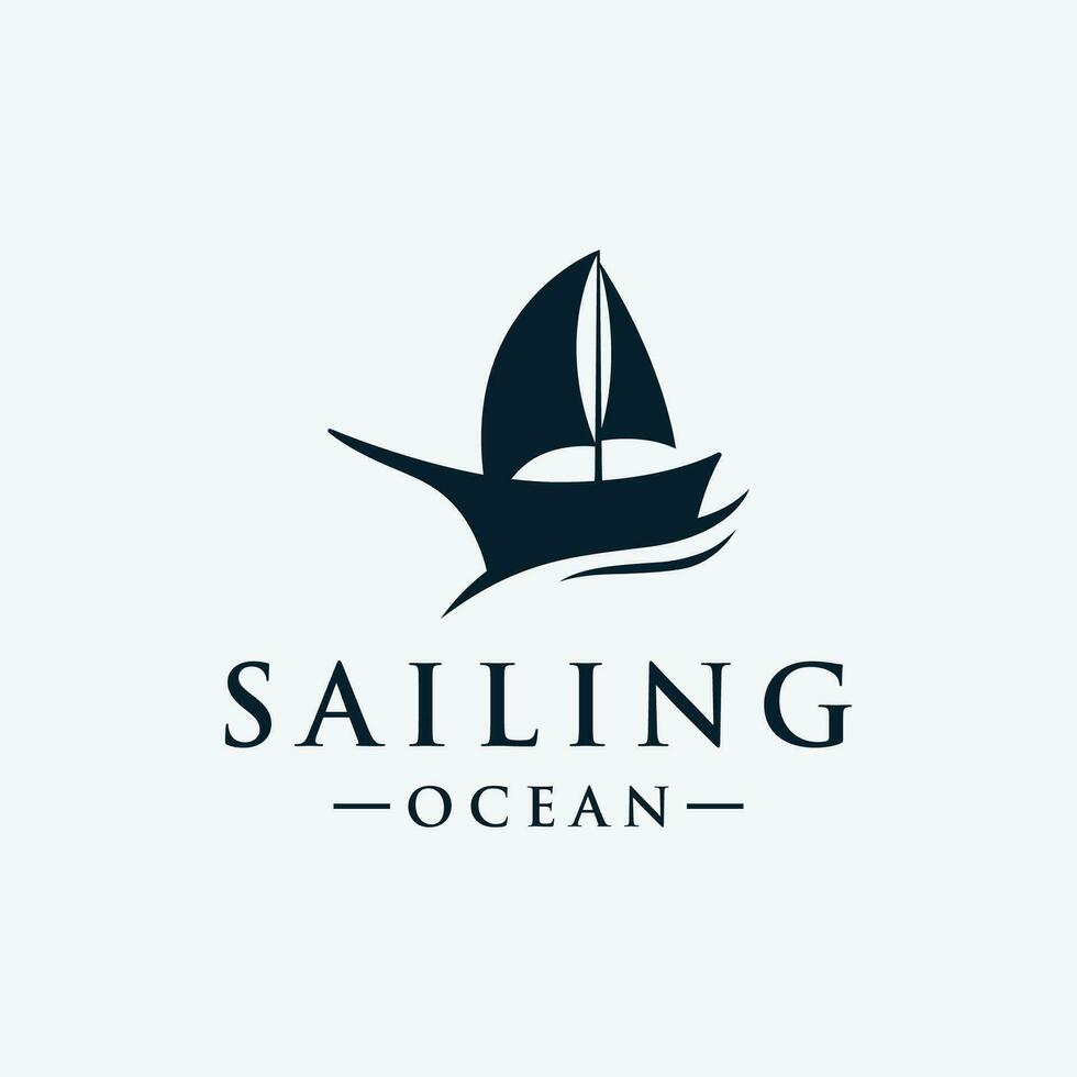 wijnoogst zeilboot logo ontwerp. logo voor nautisch, oceaan, marinier, kenteken. vector