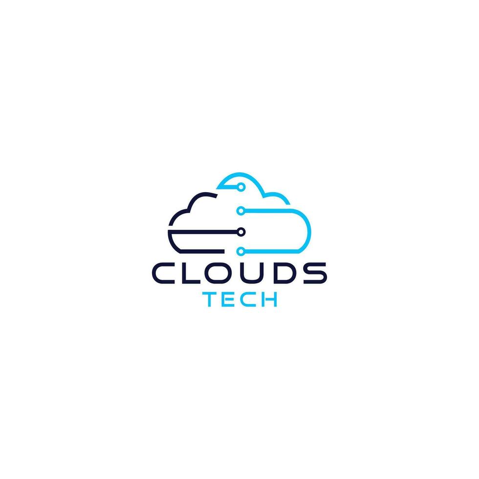 wolken tech logo ontwerp vector