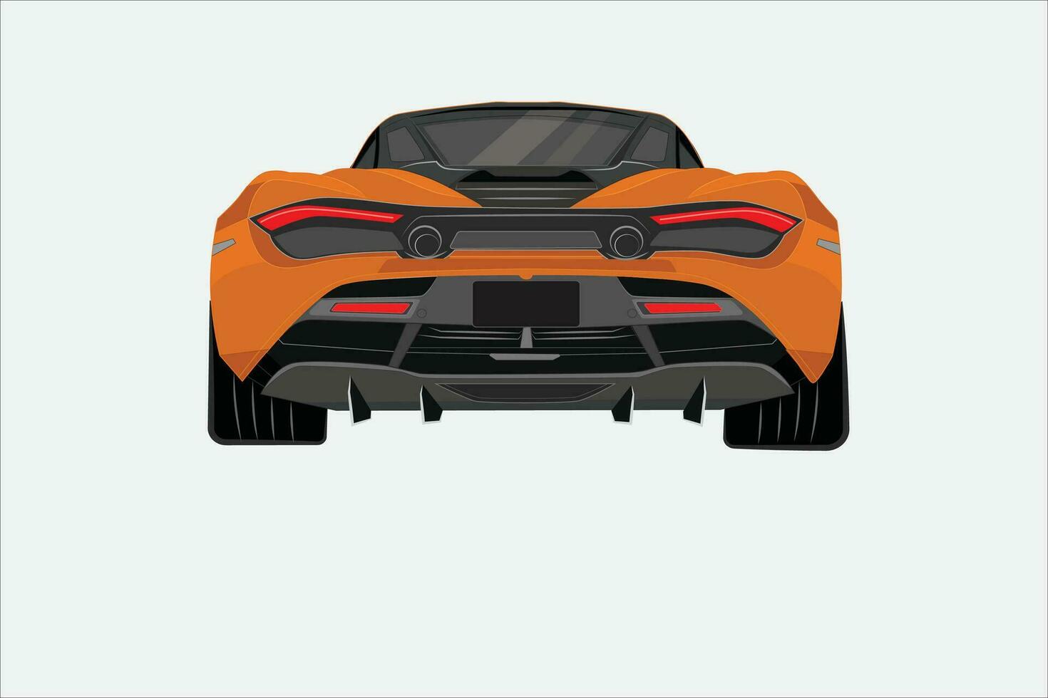 realistisch vector oranje auto met helling en perspectief van achter. supercar