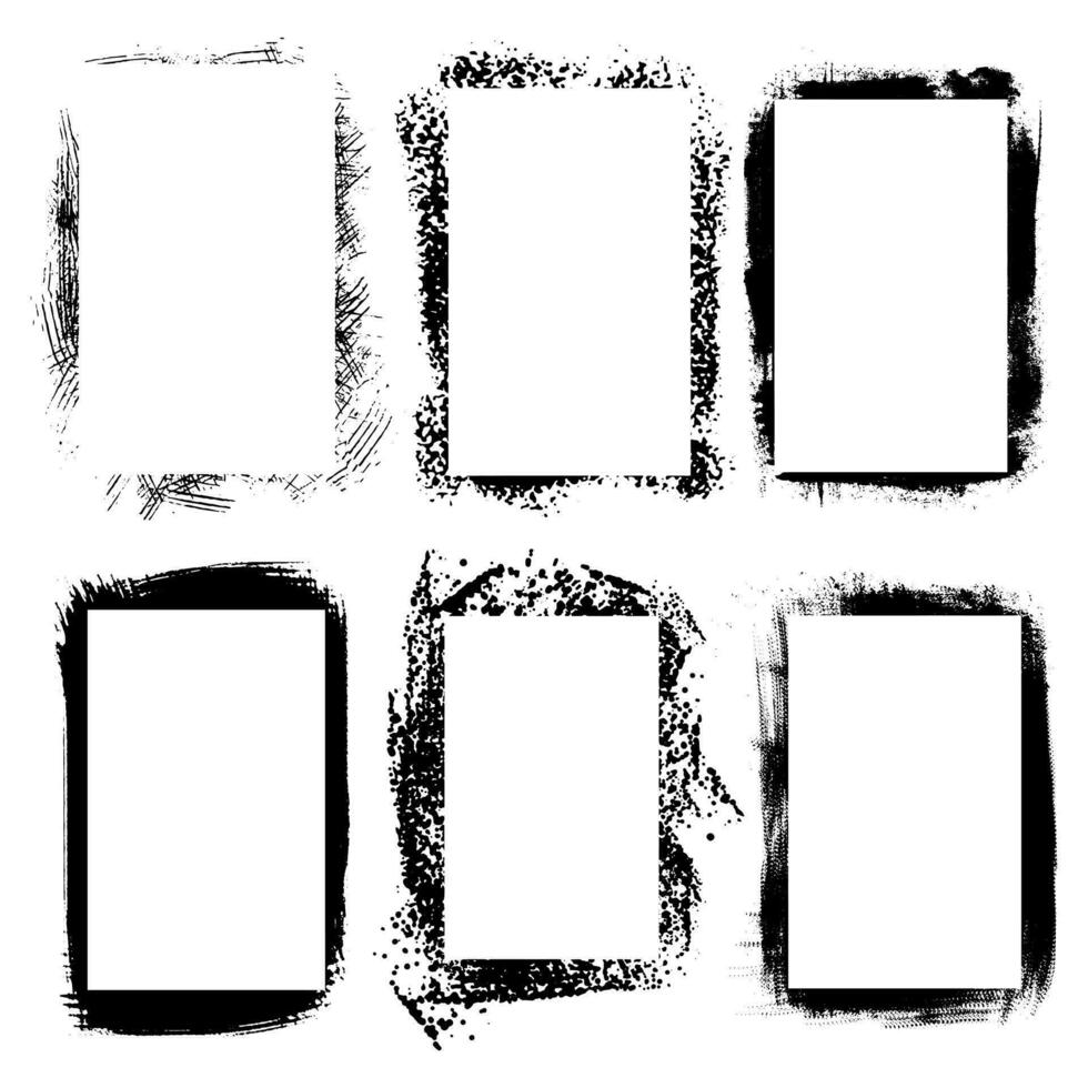 grunge penseelstreek kader set. vector illustratie