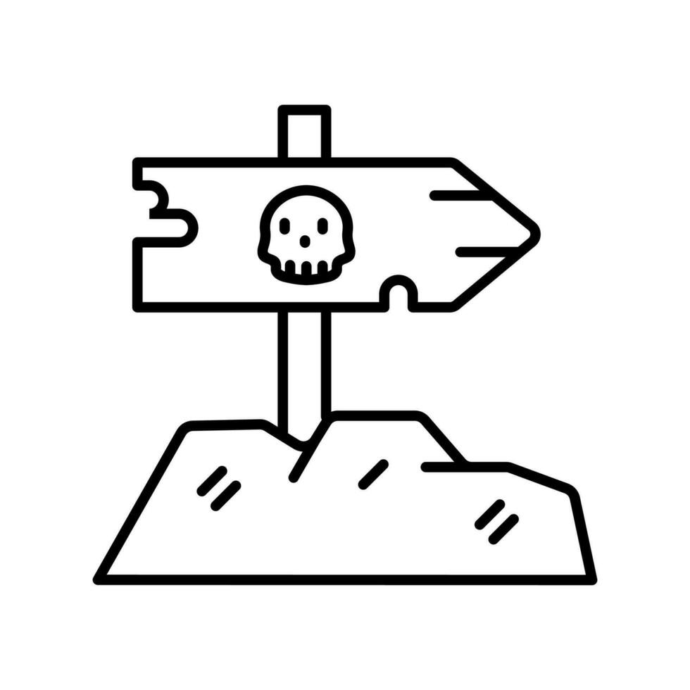 houten uithangbord icoon met schedel symbool, haloween partij, geïsoleerd Aan wit achtergrond. vector