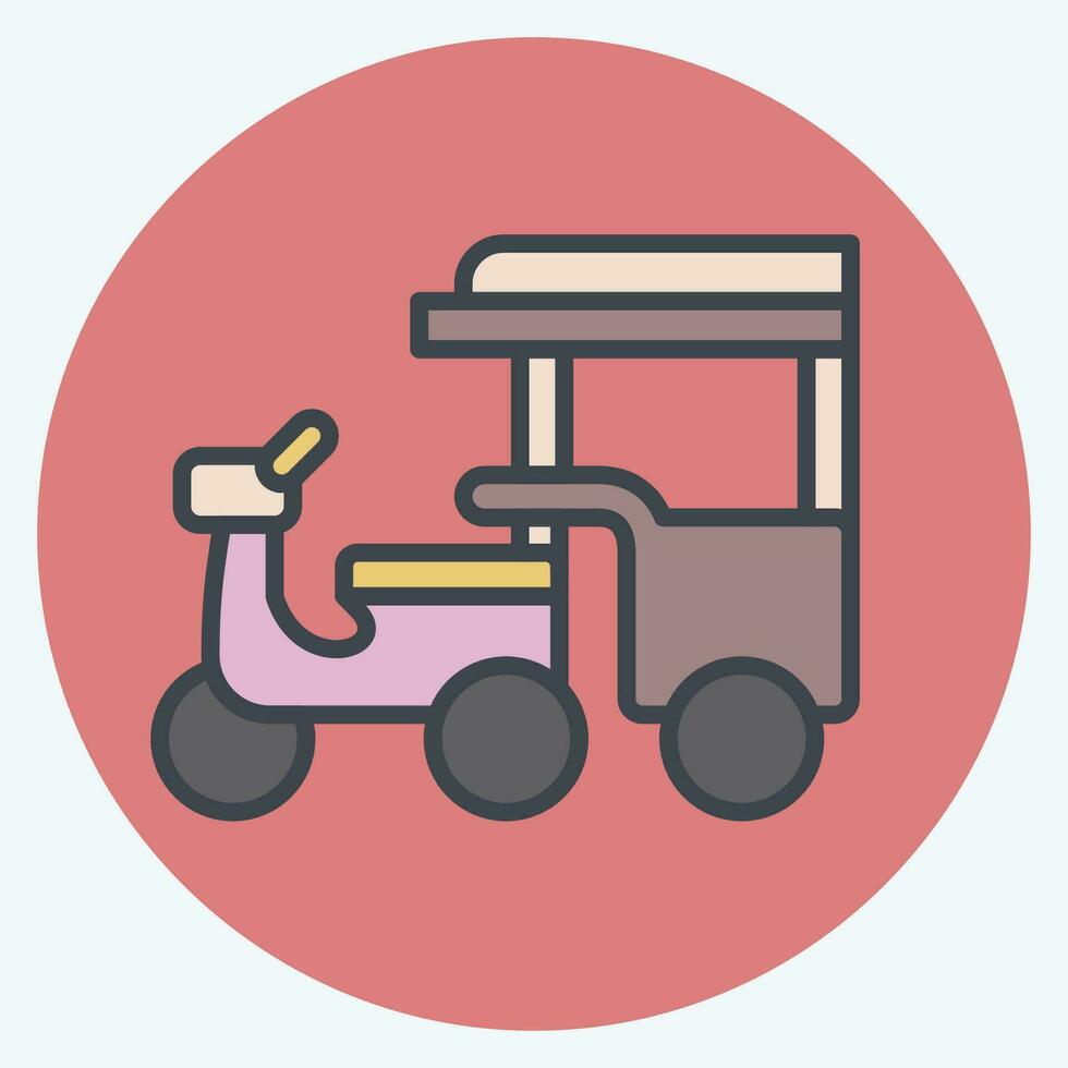 icoon tuk tuk. verwant naar Cambodja symbool. kleur maat stijl. gemakkelijk ontwerp bewerkbaar. gemakkelijk illustratie vector