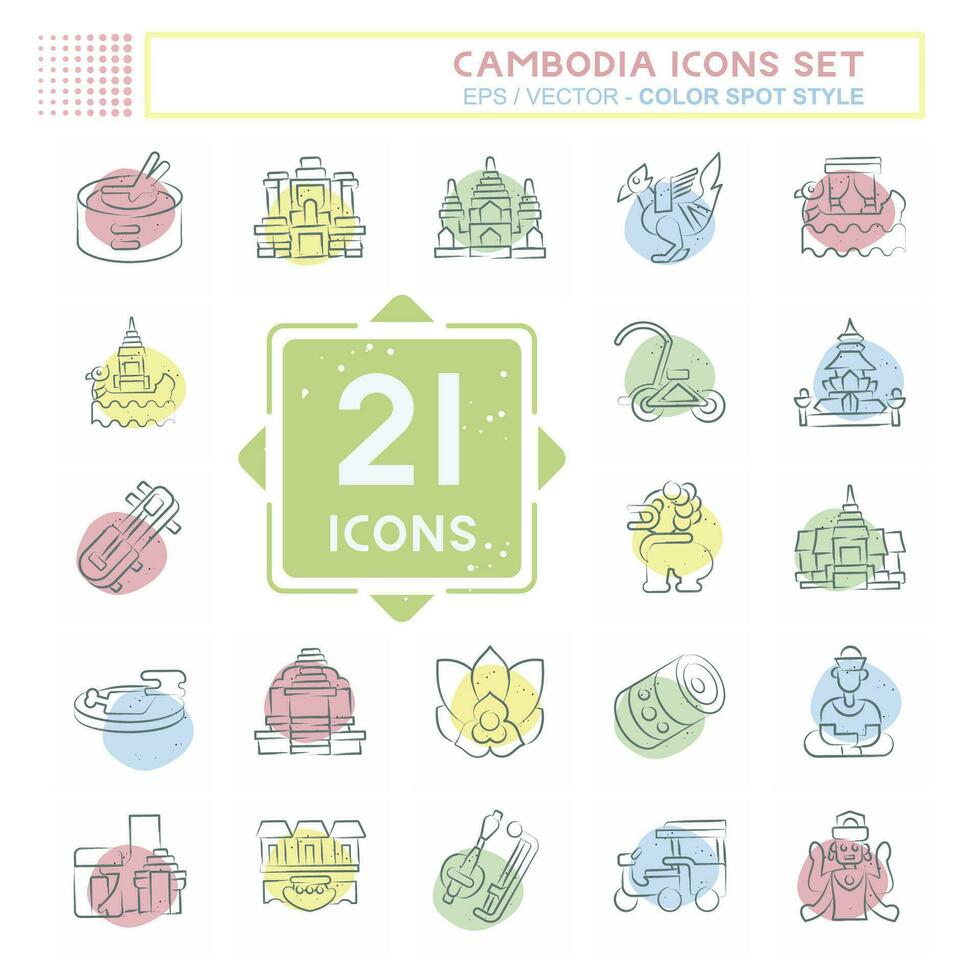 icoon reeks Cambodja. verwant naar vakantie symbool. kleur plek stijl. gemakkelijk ontwerp bewerkbaar. gemakkelijk illustratie vector