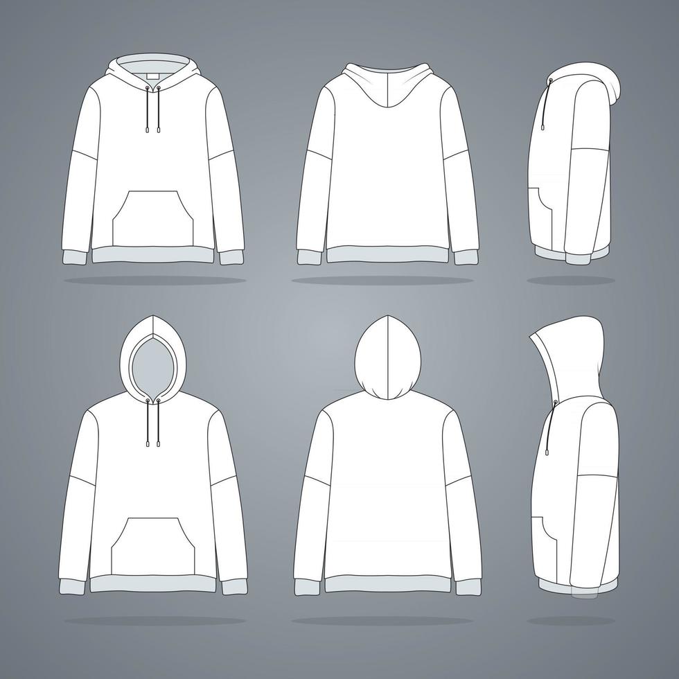 kleding witte hoodie jas sjabloon vector