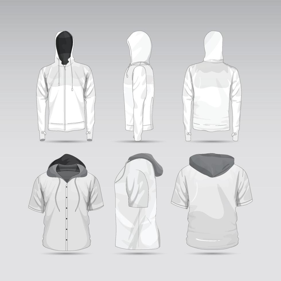 sjabloon voor heren modern shirt en hoodie met lange mouwen vector