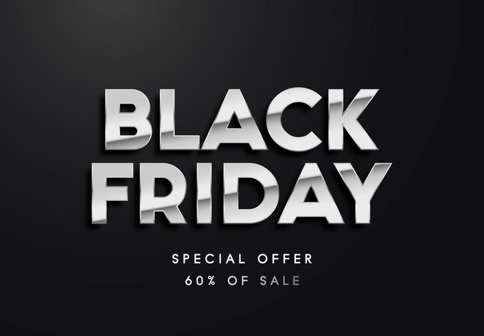 Black Friday-zilveren brieven vectorillustratie vector