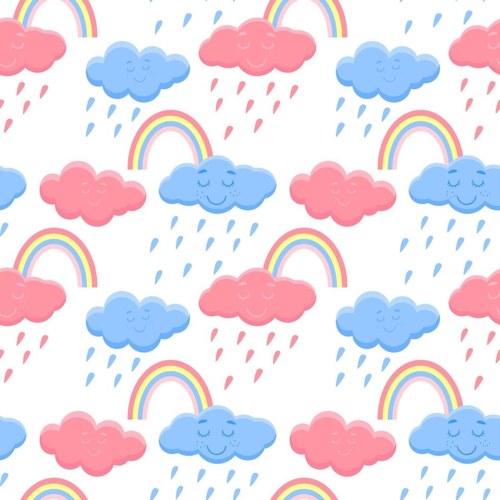 naadloos patroon met regenbogen en wolken vectorillustratie vector