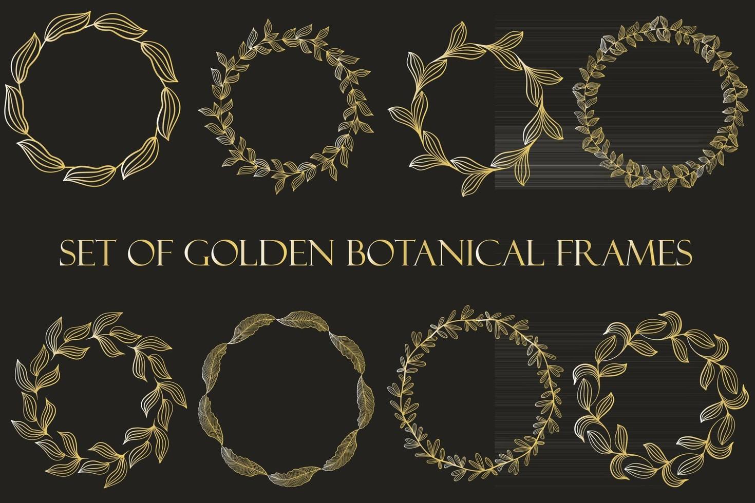 een set gouden botanische frames met de hand beschilderd vector