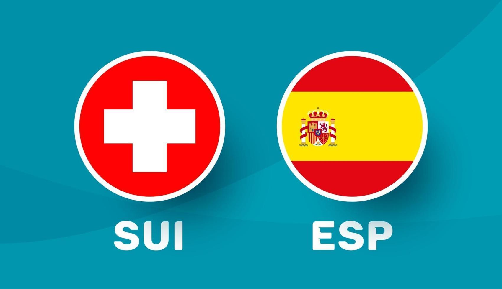 zwitserland vs spanje wedstrijd vector illustratie voetbal 2020 kampioenschap