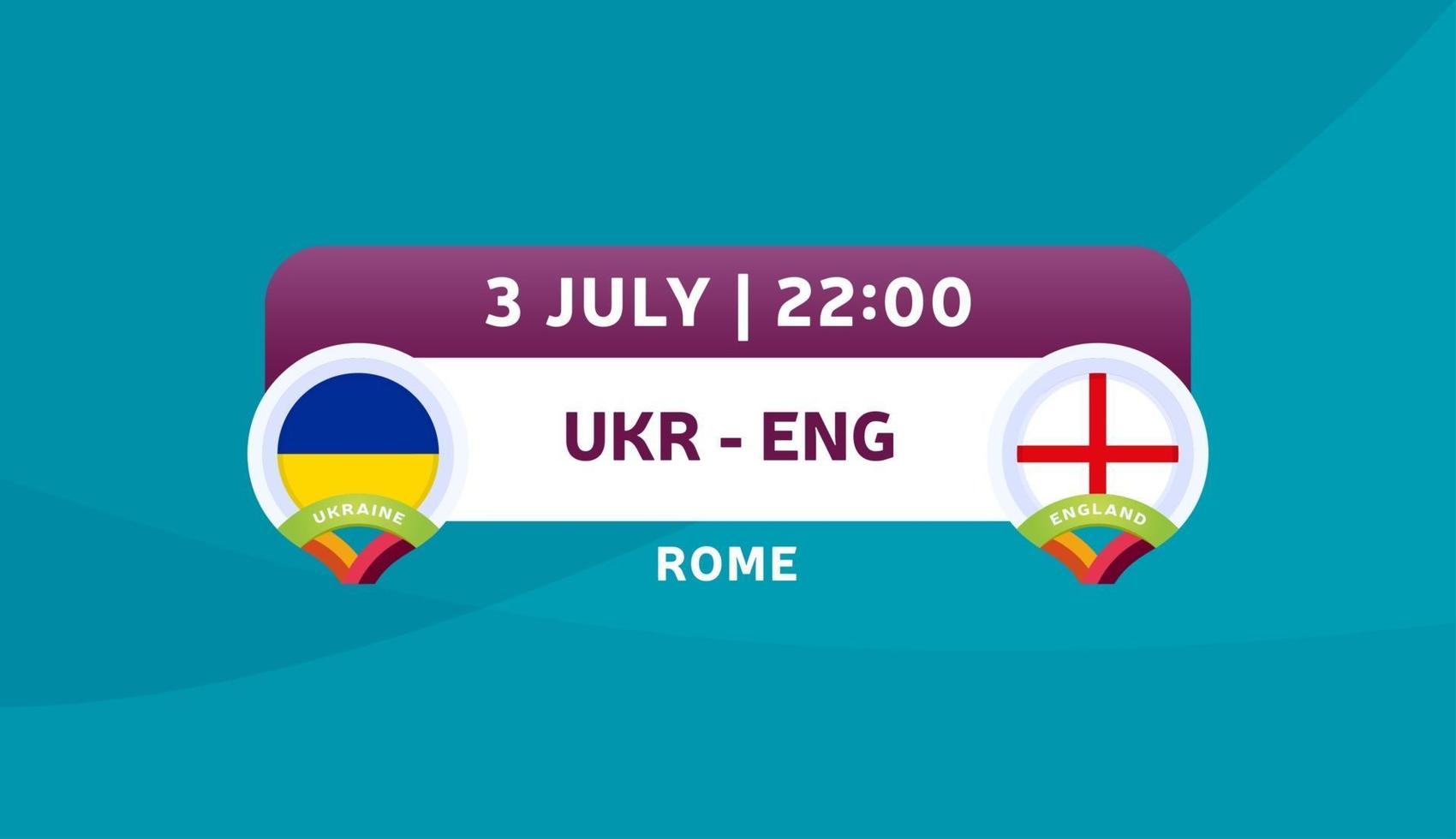 Oekraïne vs Engeland match vector illustratie voetbal 2020 kampioenschap