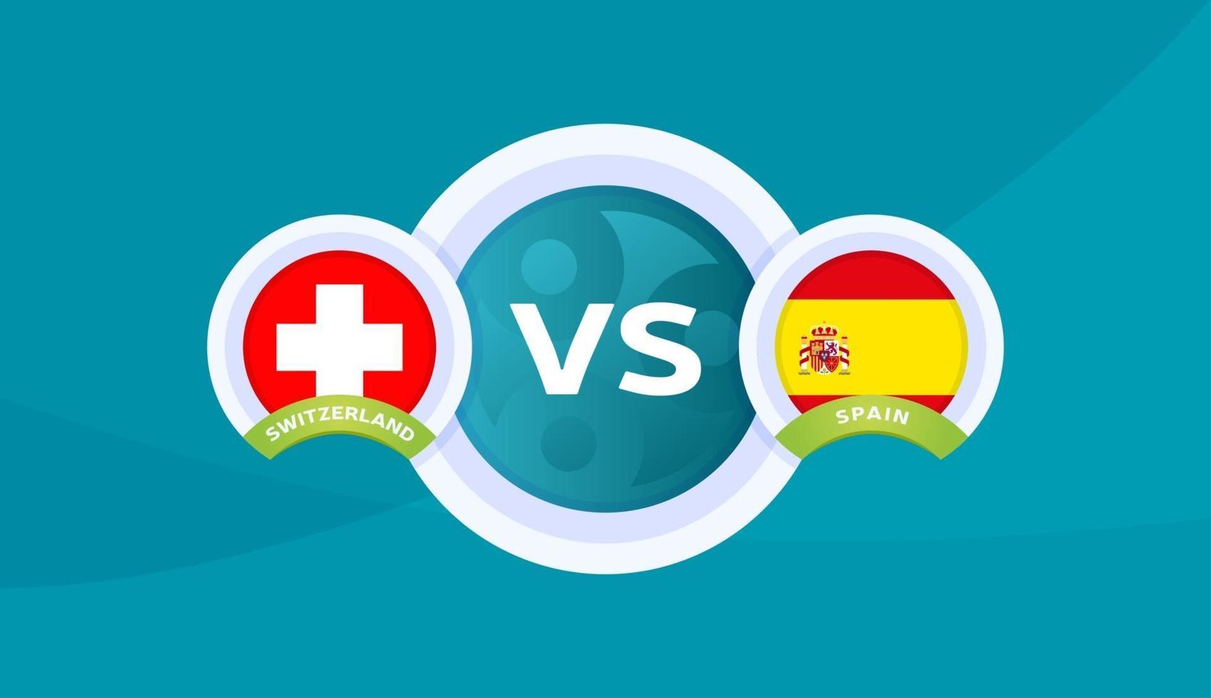 zwitserland vs spanje wedstrijd vector illustratie voetbal 2020 kampioenschap