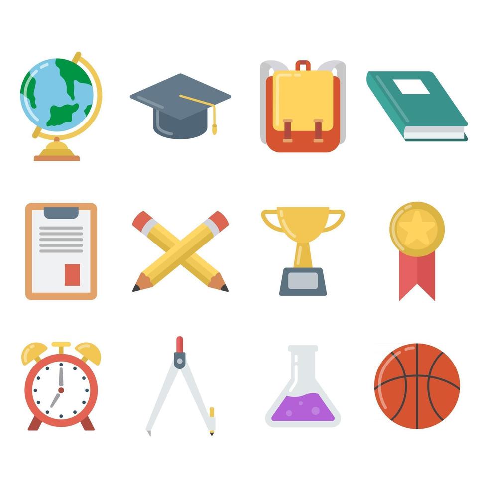 icon set van school elementen vector