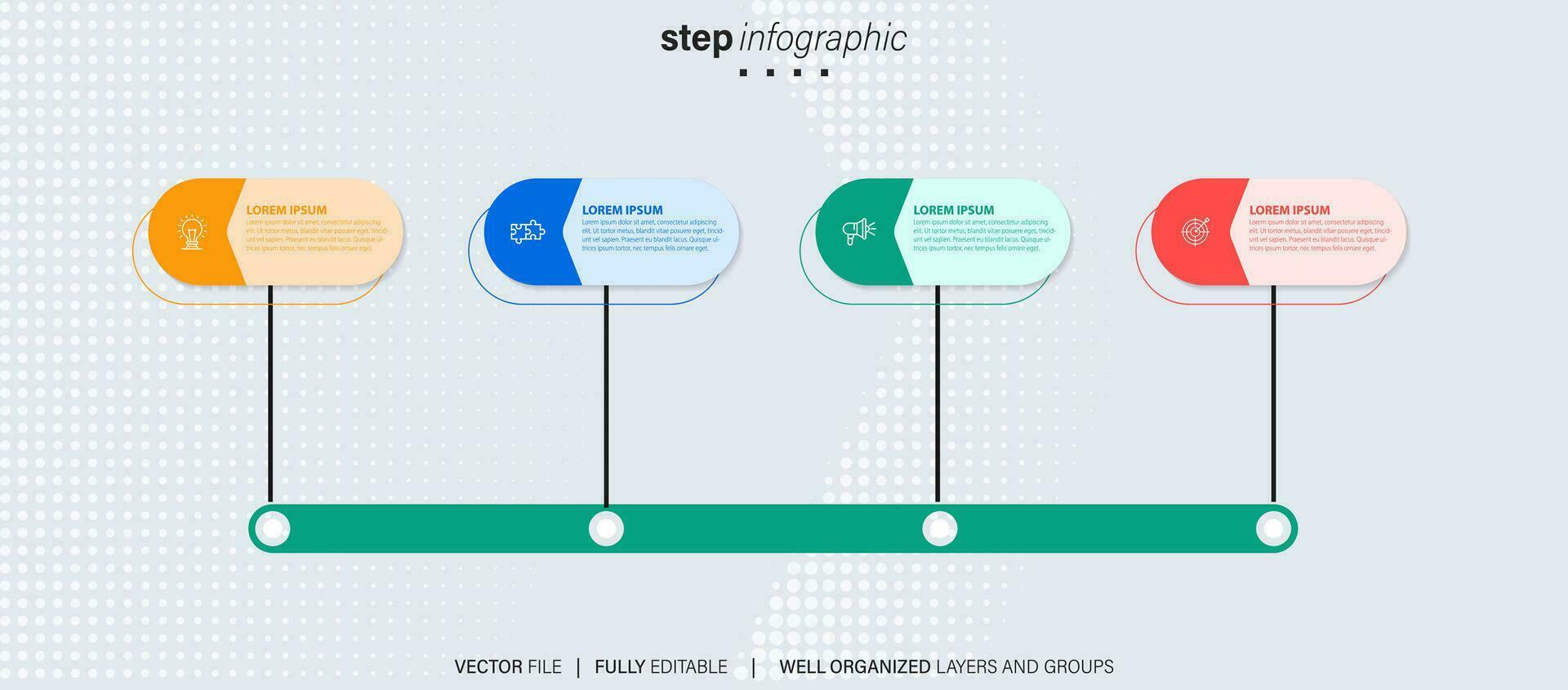 tijdlijn infographic dun lijn ontwerp met pictogrammen. sjabloon voor grafiek, diagram, presentaties. bedrijf concept met 4 opties. vector illustratie.