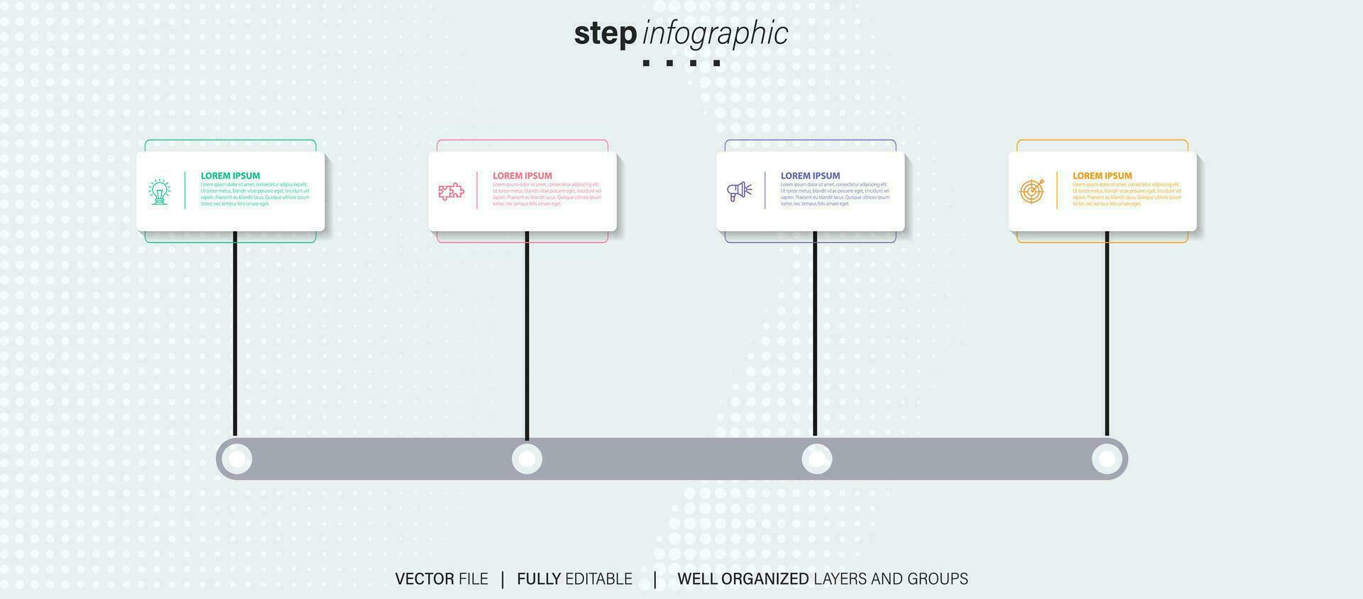 vector infographic vlak sjabloon cirkels voor vier label, diagram, grafiek, presentatie. bedrijf concept met 4 opties. voor inhoud, stroomschema, stappen, tijdlijn, werkstroom, marketing. eps10