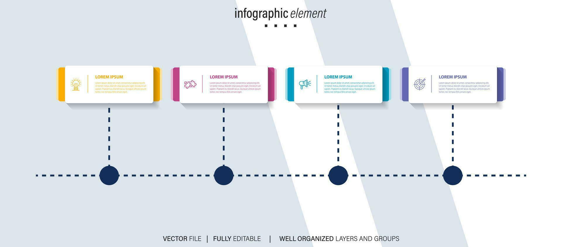 dun lijn tijdlijn minimaal infographic concept met vier periodes vector