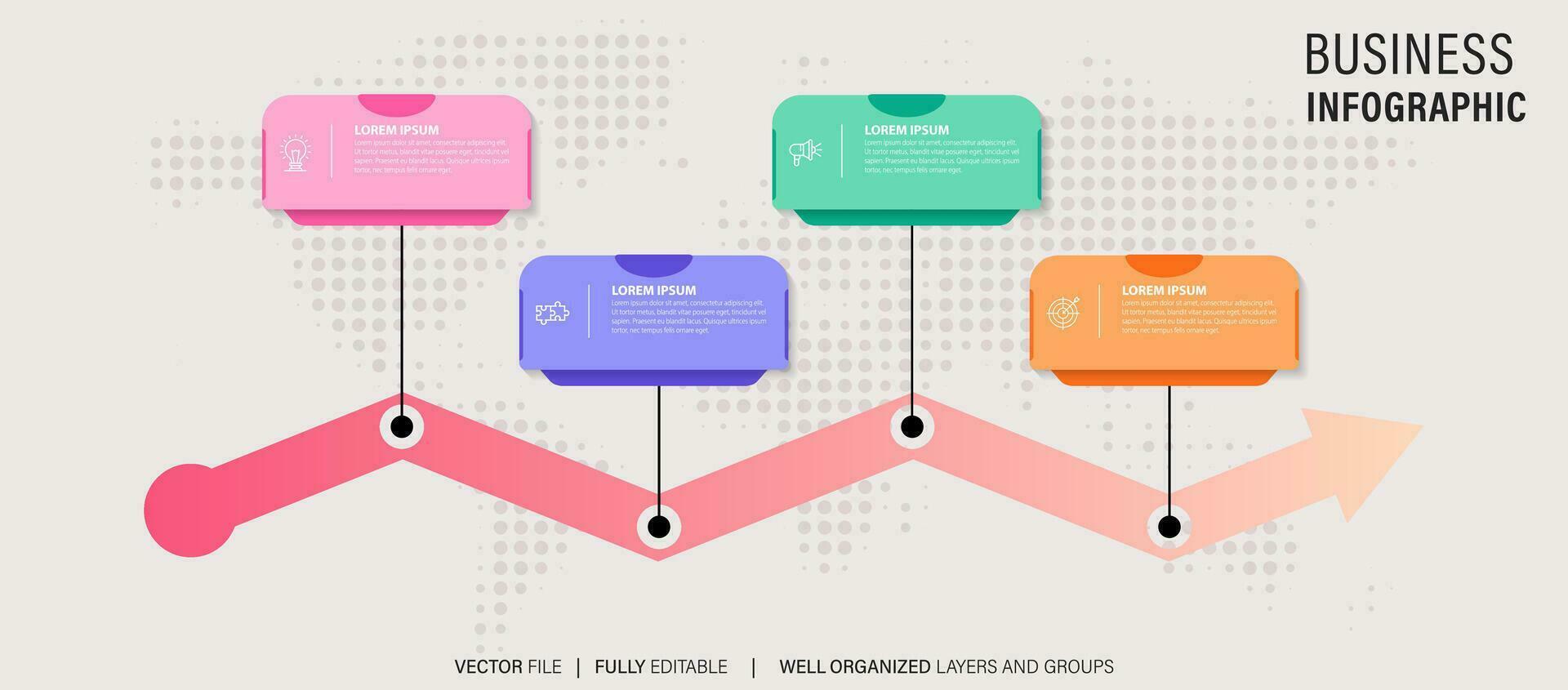 modern bedrijf infographic voor bedrijf mijlpalen tijdlijn sjabloon met vlak pictogrammen. gemakkelijk naar gebruik voor uw website of presentatie. vector