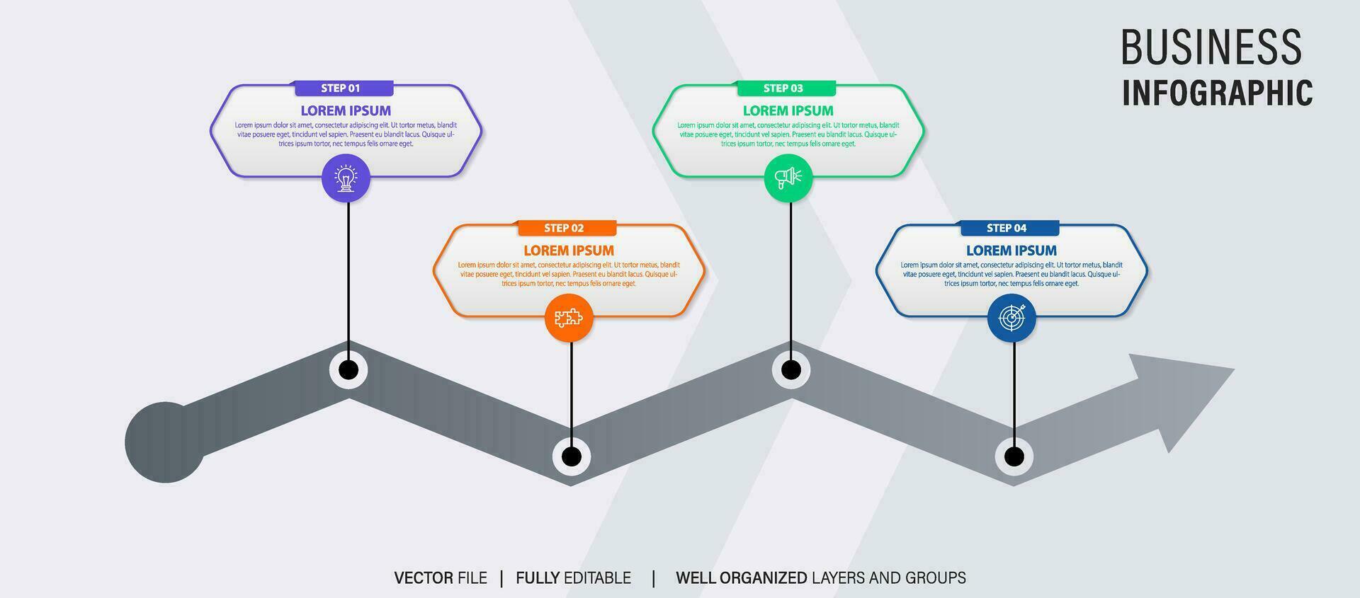 tijdlijn infographic met infokaart. modern presentatie sjabloon met 4 speten voor bedrijf werkwijze. website sjabloon Aan wit achtergrond voor concept modern ontwerp. horizontaal indeling. vector