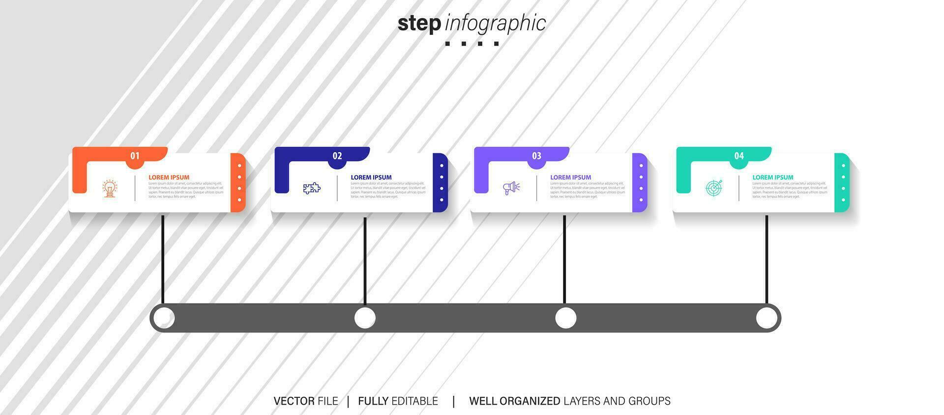 tijdlijn infographic dun lijn ontwerp met pictogrammen. sjabloon voor grafiek, diagram, presentaties. bedrijf concept met 4 opties. vector illustratie.