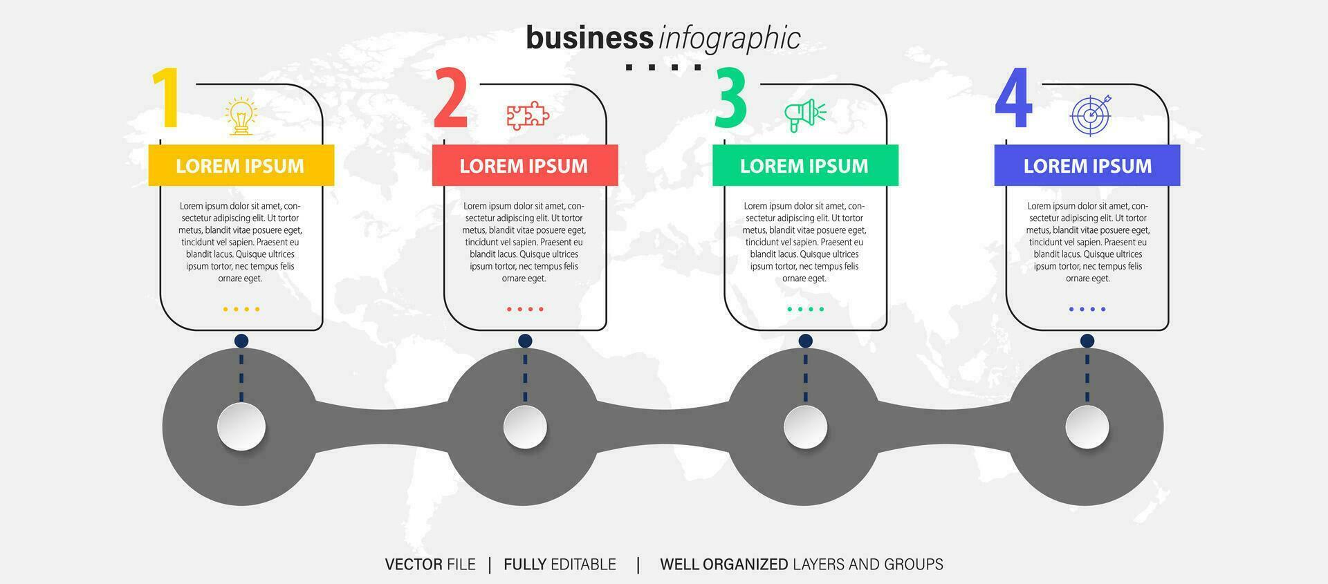 zakelijke infographic sjabloon. dun lijnontwerplabel met pictogram en 4 opties, stappen of processen. vector