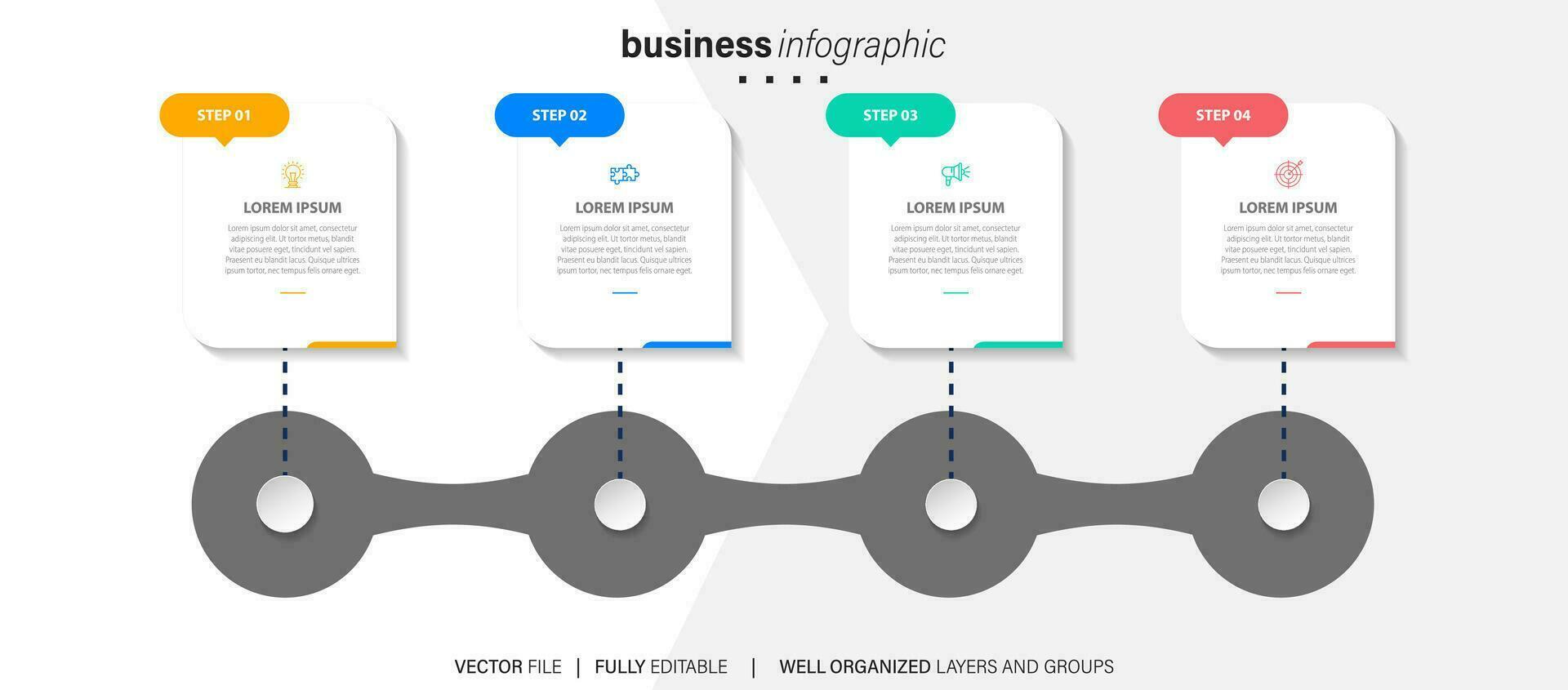 zakelijke infographic sjabloon. dun lijnontwerplabel met pictogram en 4 opties, stappen of processen. vector