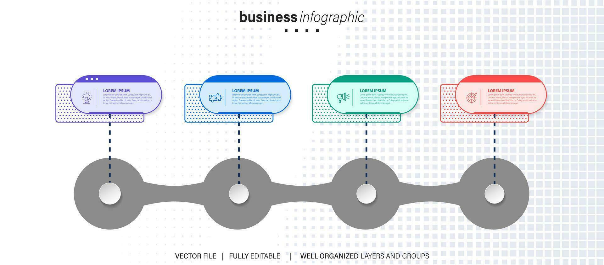 tijdlijn infographic dun lijn ontwerp met pictogrammen. sjabloon voor grafiek, diagram, presentaties. bedrijf concept met 4 opties. vector illustratie.