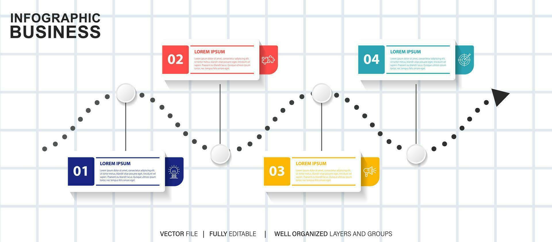 tijdlijn infographic dun lijn ontwerp met pictogrammen. sjabloon voor grafiek, diagram, presentaties. bedrijf concept met 4 opties. vector illustratie.