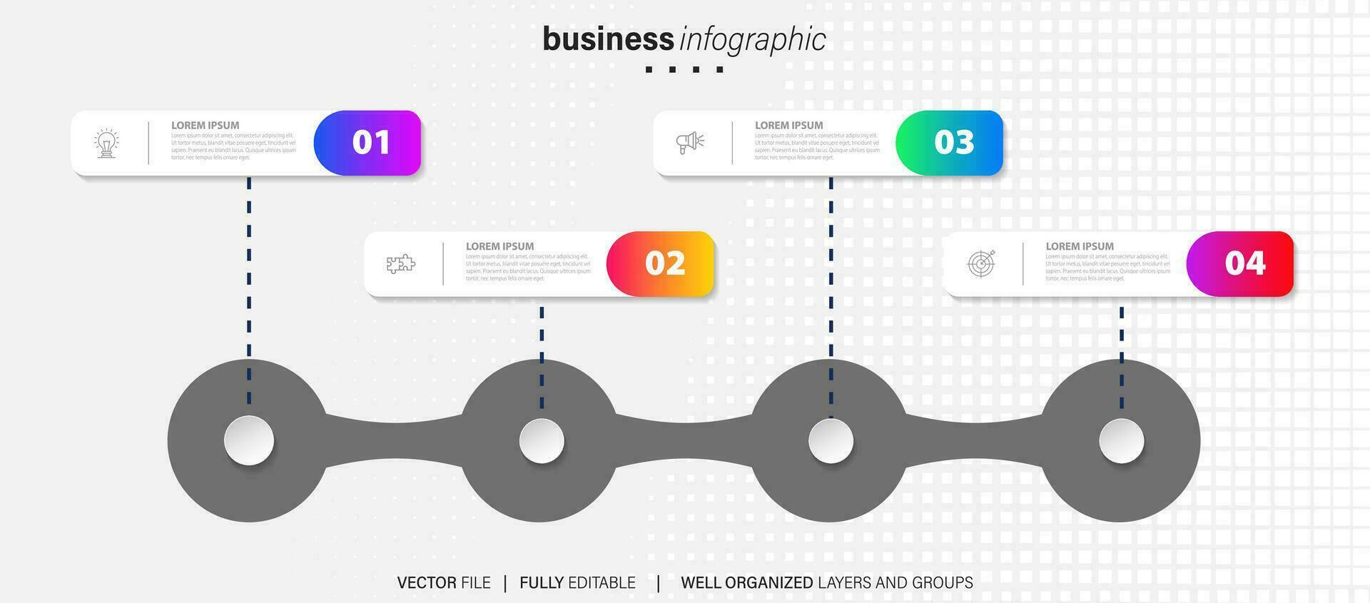 zakelijke infographic sjabloon. dun lijnontwerplabel met pictogram en 4 opties, stappen of processen. vector