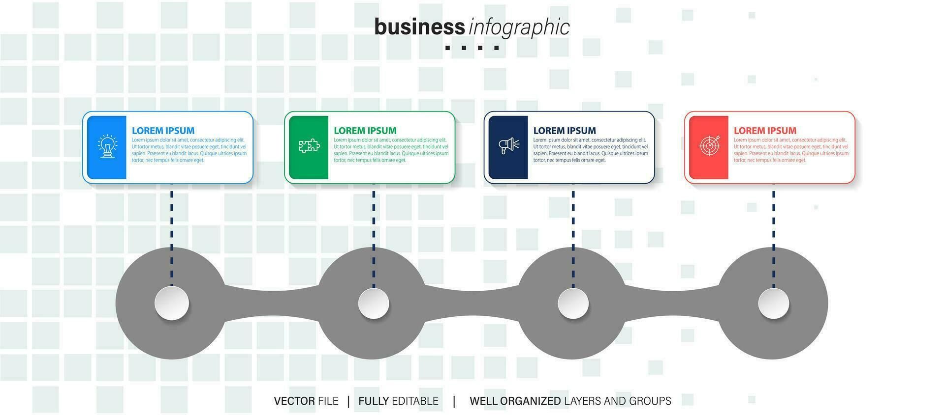 tijdlijn infographic ontwerpelement en nummeropties. bedrijfsconcept met 4 stappen. kan worden gebruikt voor workflowlay-out, diagram, jaarverslag, webdesign. vector zakelijke sjabloon voor presentatie.