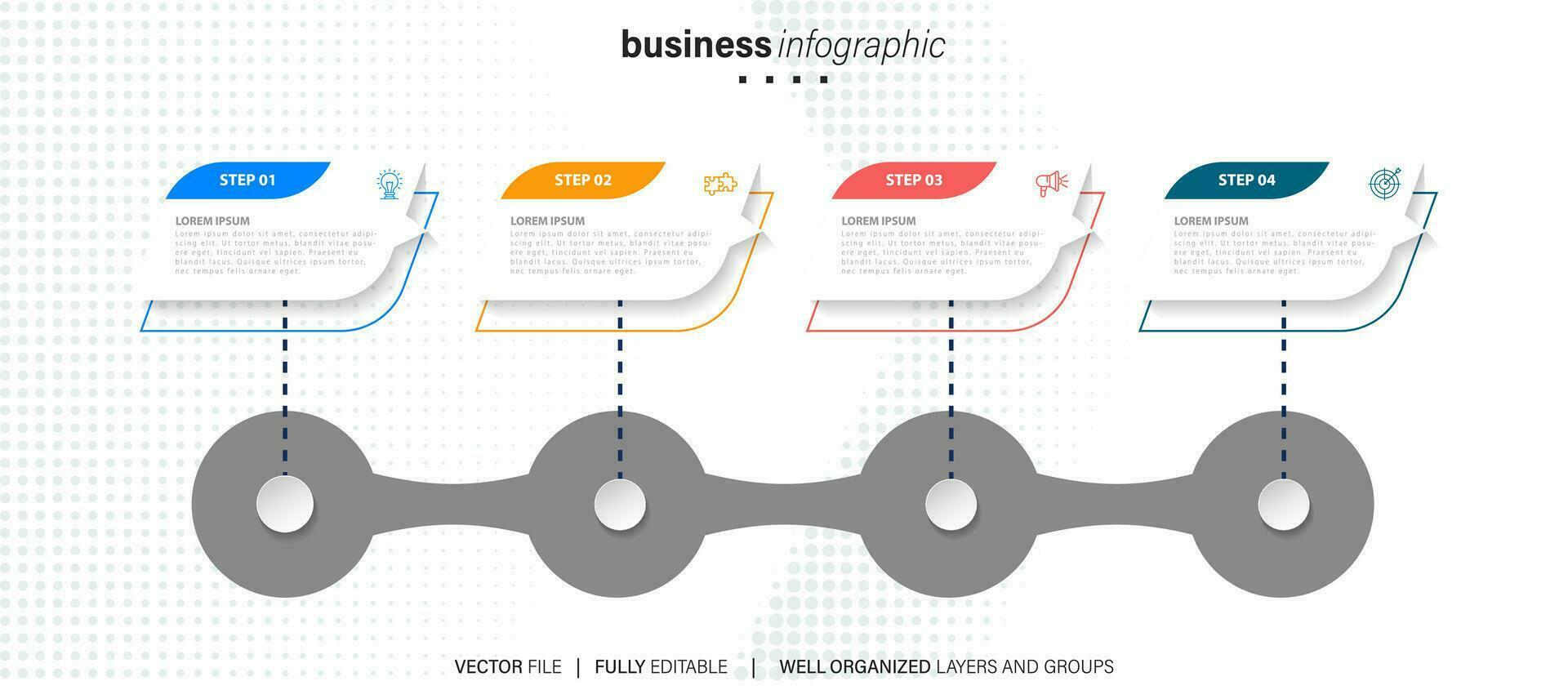 infographics ontwerp sjabloon, bedrijf concept met 4 stappen of opties, kan worden gebruikt voor workflow lay-out, diagram, jaar- rapport, web ontwerp.creatief banier, etiket vector. vector