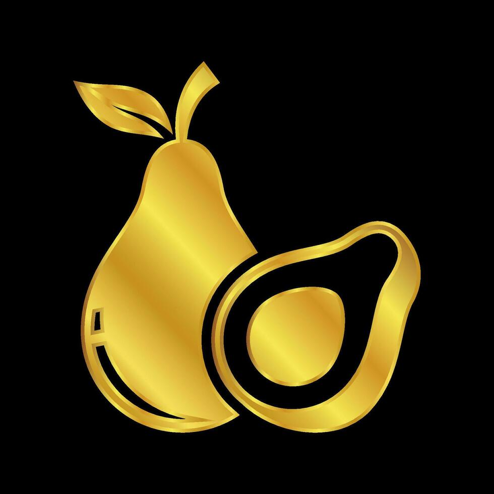 goud gekleurde avocado icoon vector