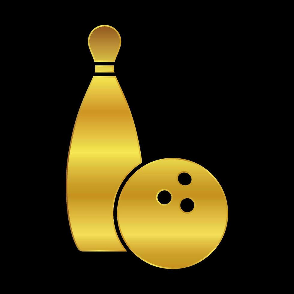 goud gekleurde bowling icoon vector