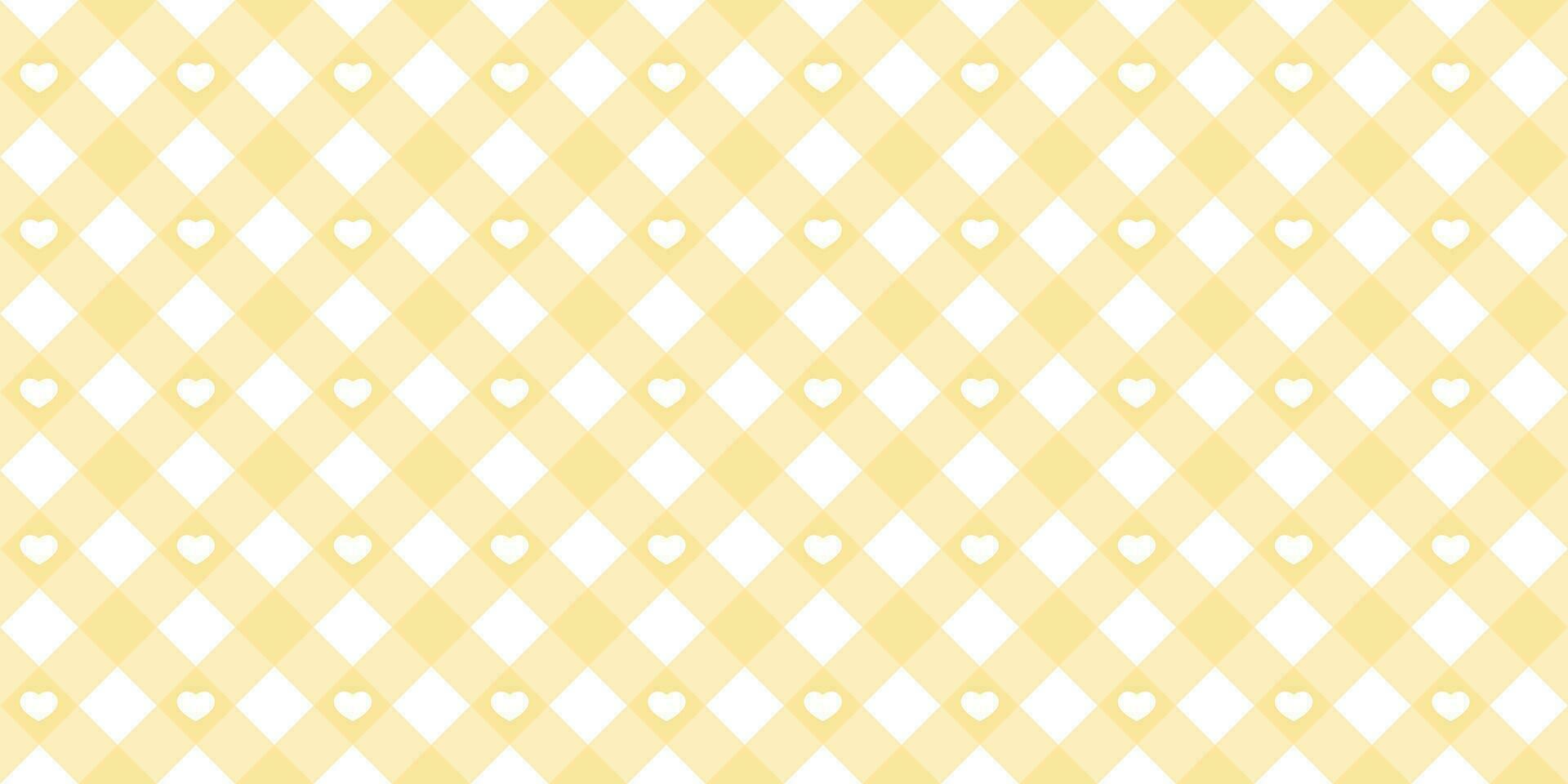 katoenen stof hart diagonaal naadloos patroon in geel pastel kleur. Vichy plaid ontwerp voor Pasen vakantie textiel decoratief. vector geruit patroon voor kleding stof - deken, tafelkleed, jurk, servet.