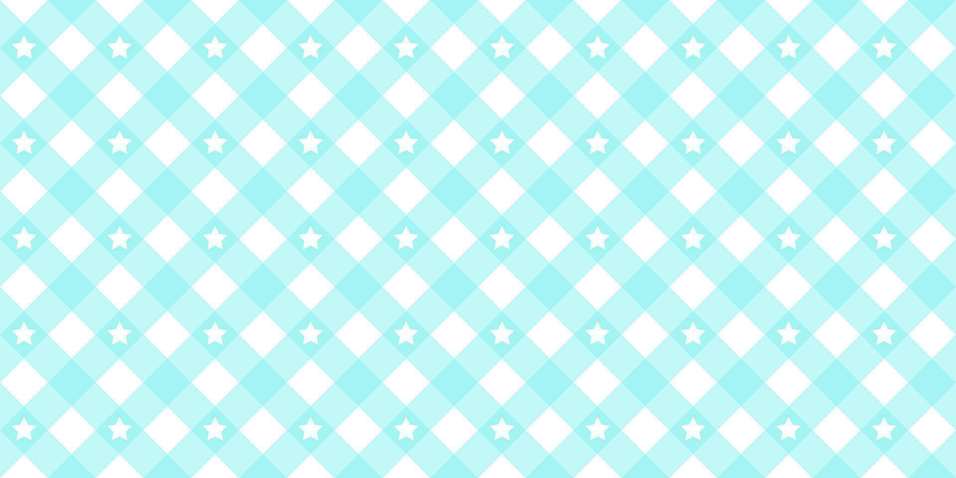 katoenen stof ster diagonaal naadloos patroon in blauw pastel kleur. Vichy plaid ontwerp voor Pasen vakantie textiel decoratief. vector geruit patroon voor kleding stof - picknick deken, tafelkleed, jurk, servet.