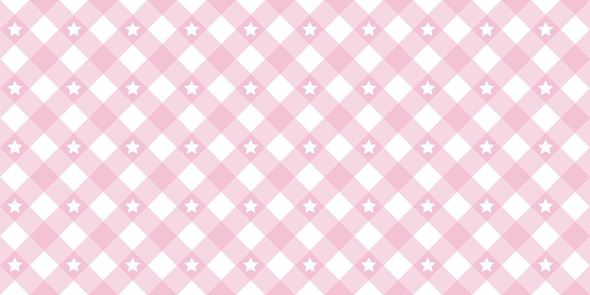 katoenen stof ster diagonaal naadloos patroon in roze pastel kleur. Vichy plaid ontwerp voor Pasen vakantie textiel decoratief. vector geruit patroon voor kleding stof - picknick deken, tafelkleed, jurk, servet.