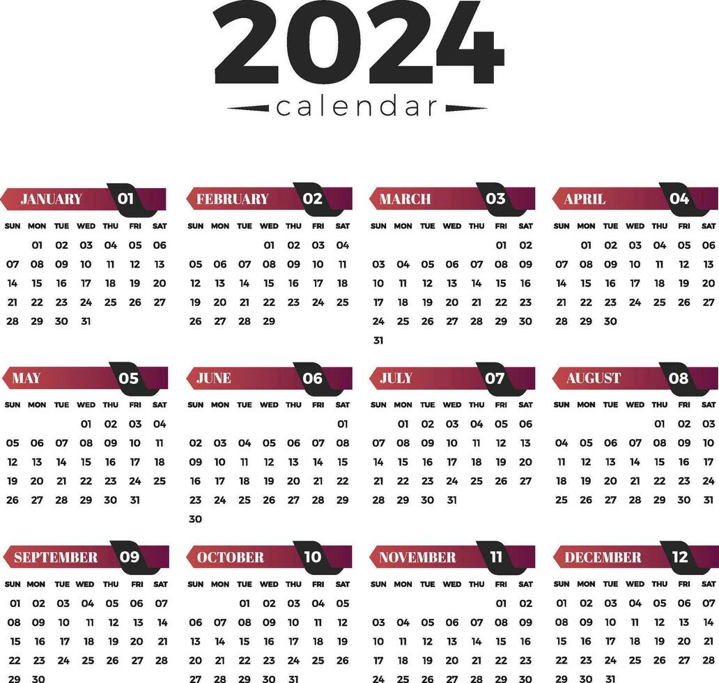 2024 kalender bewerkbare sjabloon vrij vector