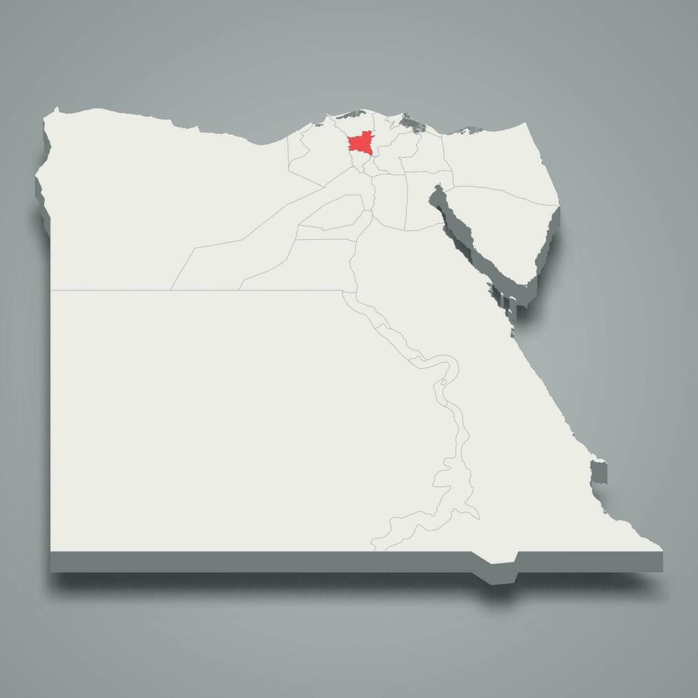 gharbia regio plaats binnen Egypte 3d kaart vector