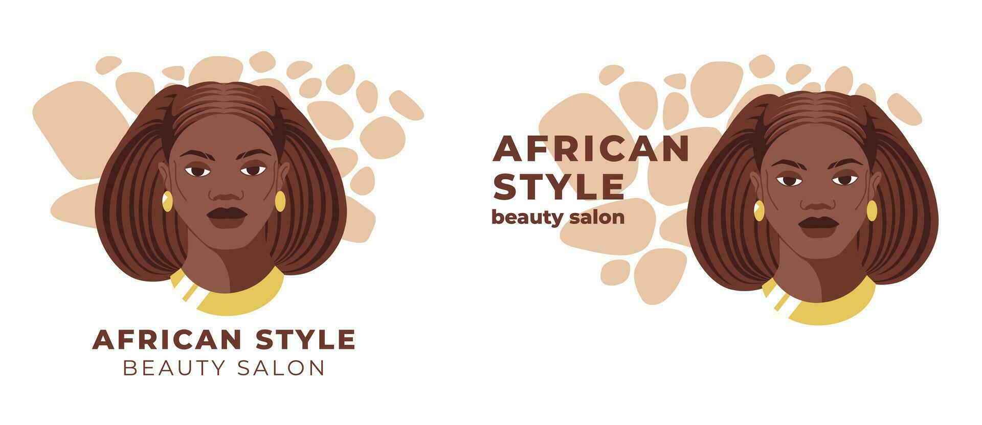 schoonheid salon logo en identiteit. vlak vector illustratie van zwart Dames gezicht. Super goed voor avatars, schoonheid salons, traditioneel gekruld kapsels van Afrikaanse Amerikaans Dames.