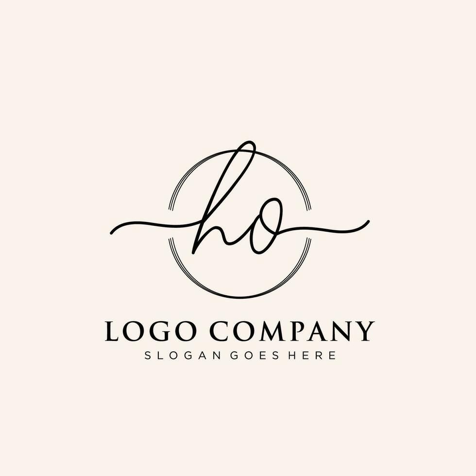 eerste ho vrouwelijk logo collecties sjabloon. handschrift logo van eerste handtekening, bruiloft, mode, juwelen, boetiek, bloemen en botanisch met creatief sjabloon voor ieder bedrijf of bedrijf. vector