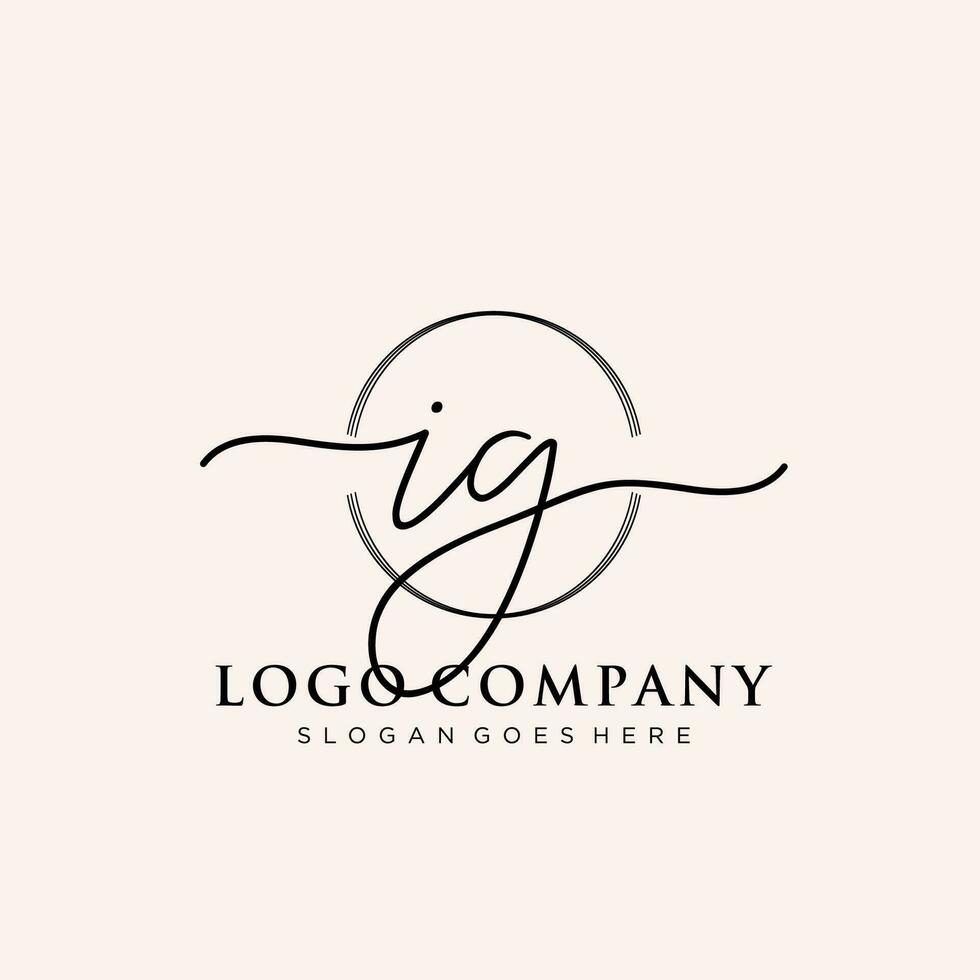 eerste ig vrouwelijk logo collecties sjabloon. handschrift logo van eerste handtekening, bruiloft, mode, juwelen, boetiek, bloemen en botanisch met creatief sjabloon voor ieder bedrijf of bedrijf. vector