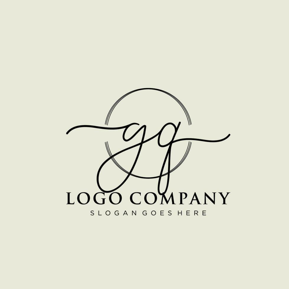 eerste gq vrouwelijk logo collecties sjabloon. handschrift logo van eerste handtekening, bruiloft, mode, juwelen, boetiek, bloemen en botanisch met creatief sjabloon voor ieder bedrijf of bedrijf. vector