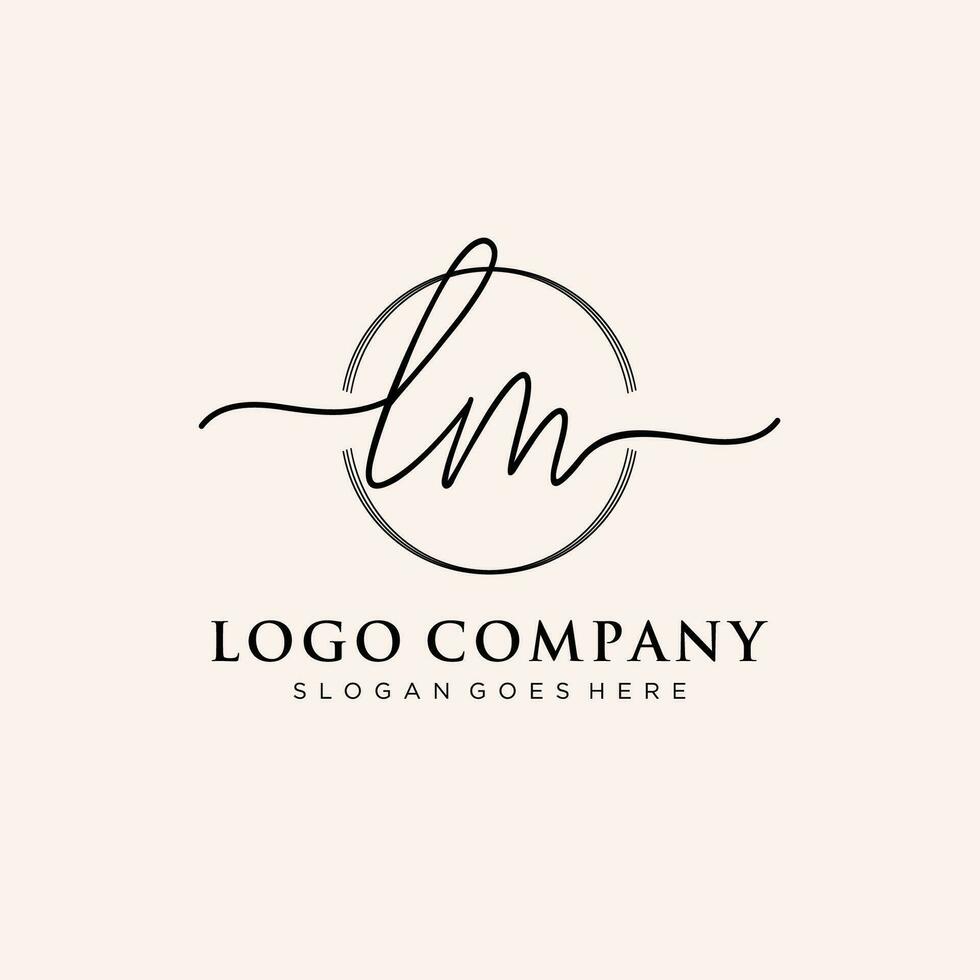 eerste lm vrouwelijk logo collecties sjabloon. handschrift logo van eerste handtekening, bruiloft, mode, juwelen, boetiek, bloemen en botanisch met creatief sjabloon voor ieder bedrijf of bedrijf. vector