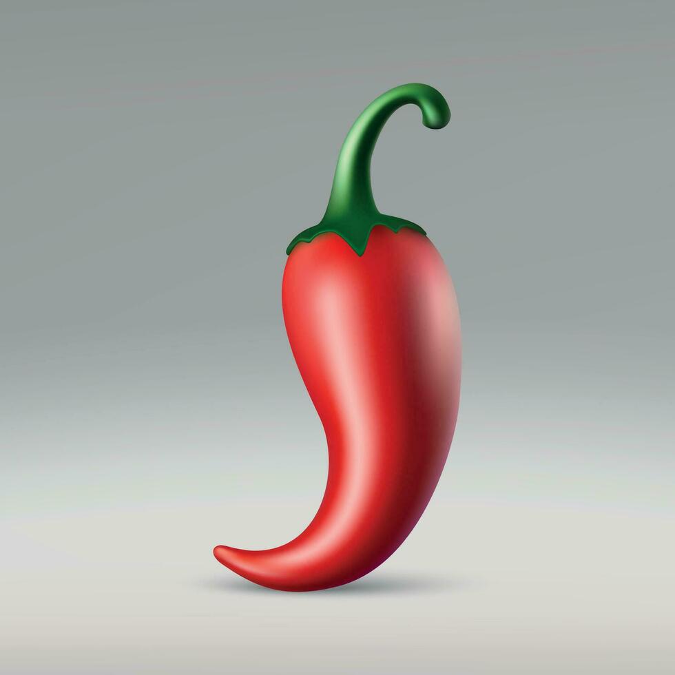 3d realistisch rood heet natuurlijk Chili peper, geïsoleerd beeld vector