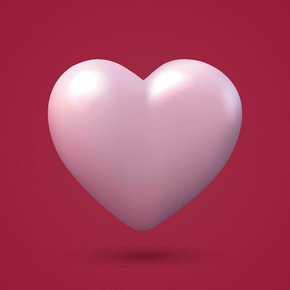 realistisch 3d rood hart ontwerp icoon, liefde symbool. vector