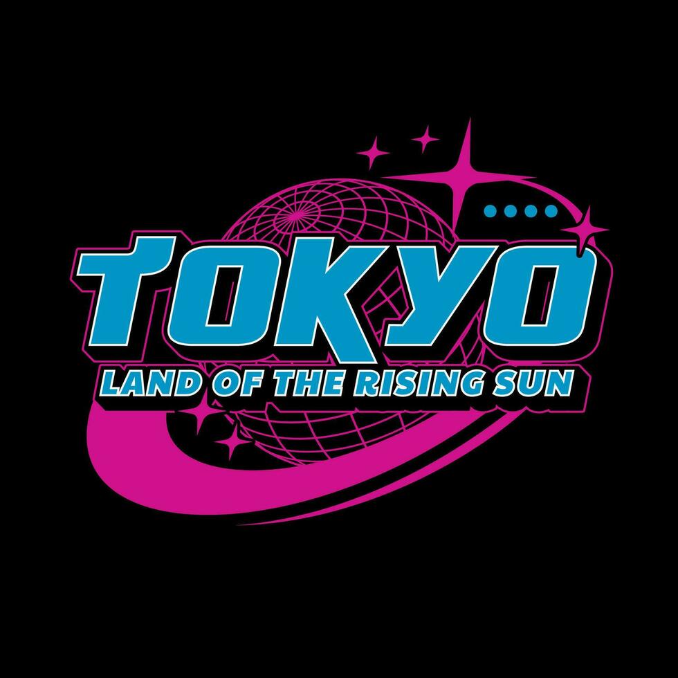 tokyo Japan y2k streetwear t-shirt leuze typografie stijl logo vector icoon ontwerp illustratie. poster, banier, kleding, leuze shirt, sticker, insigne, embleem