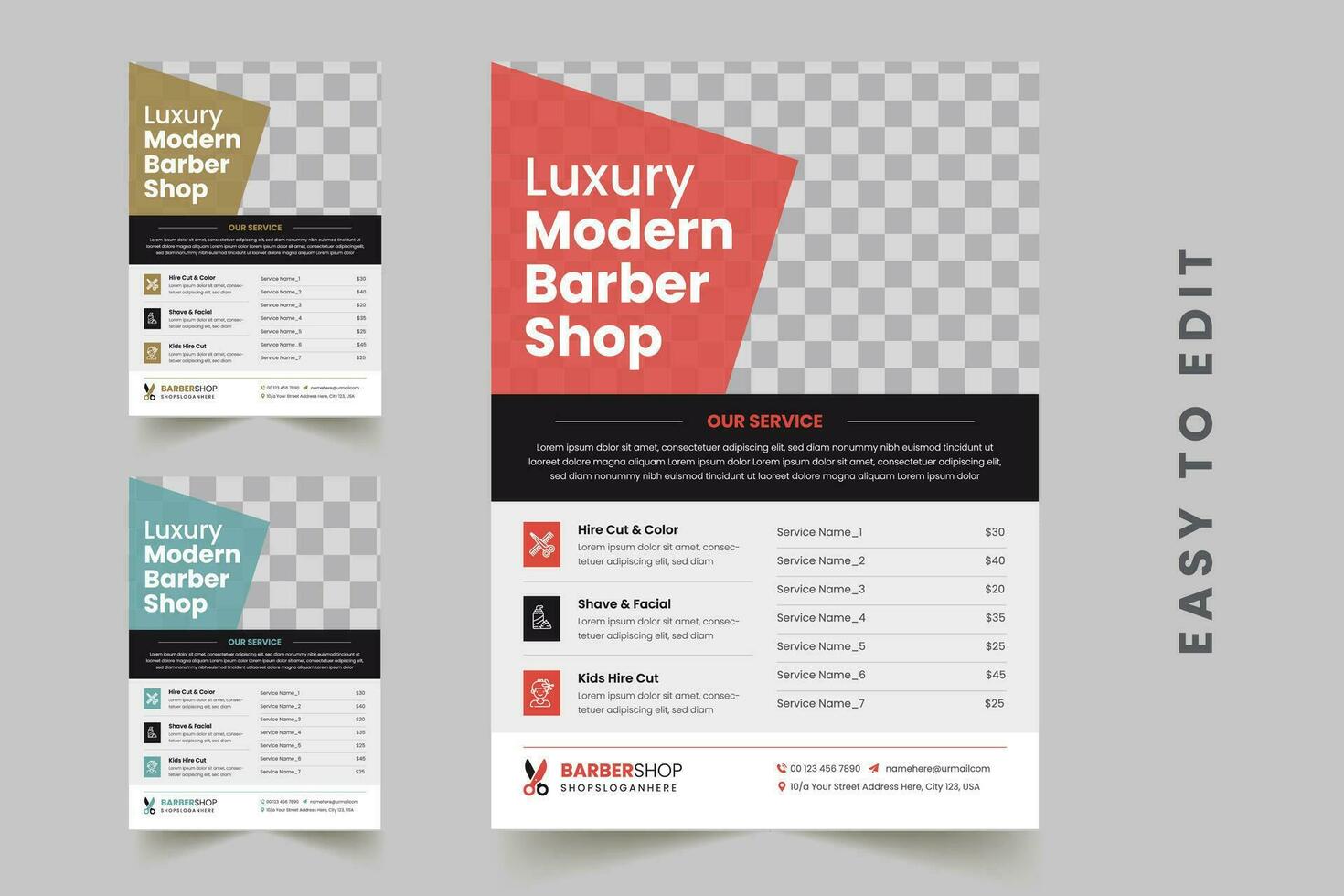 kapper winkel folder sjabloon bewerkbare creatief schoonheid salon haar- snijdend en spa bedrijf folder vector