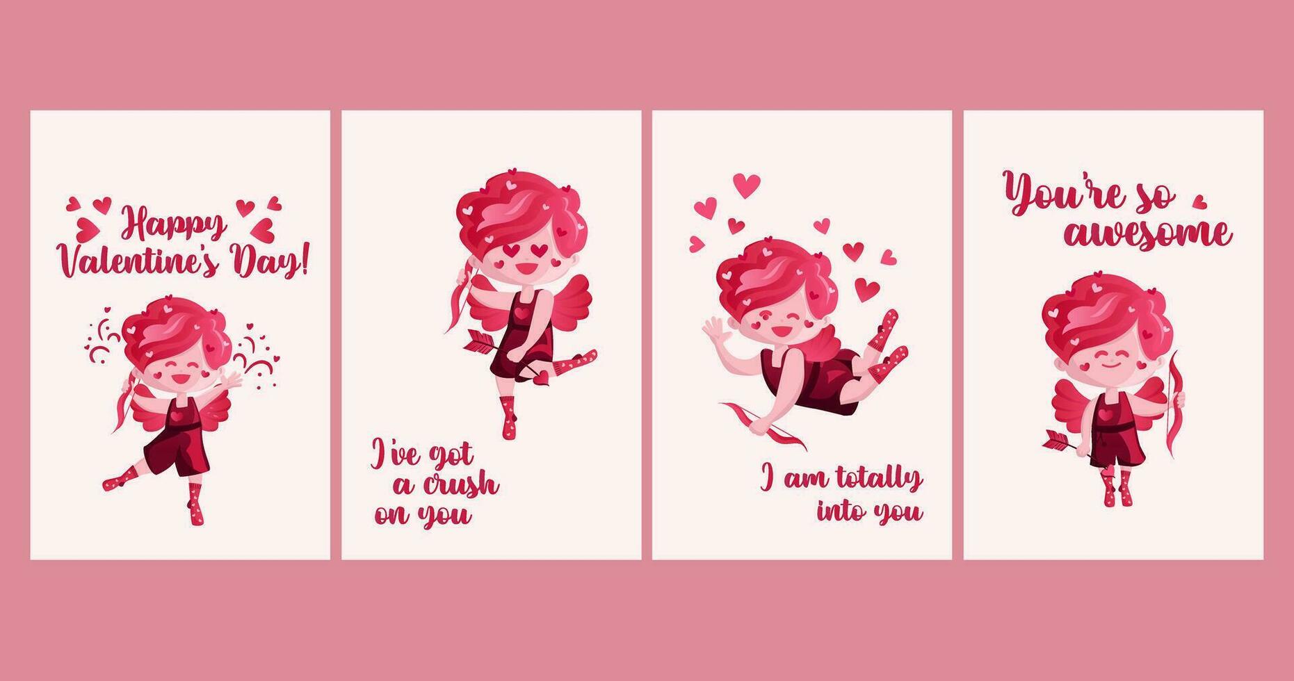 verticaal groet kaarten verzameling voor Valentijn s dag met een kubus. vector, tekenfilm stijl. kan worden gebruikt naar creëren oprecht en romantisch groeten naar uitdrukken liefde vector